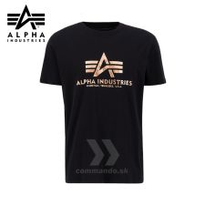 Alpha Industries Tričko Basic Foil Print black/gold