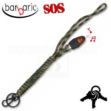 Paracord kľúčenka s SOS píšťalkou a karabínkou maskáčová Barbaric