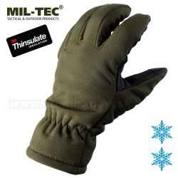 Mil-Tec zateplené rukavice Softshell Thinsulate s flisovou podšívkou - zelené