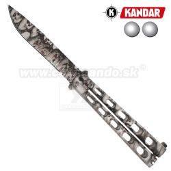 Motýlik Balisong N291 XL Skull Diver zatvárací nôž Kandar®