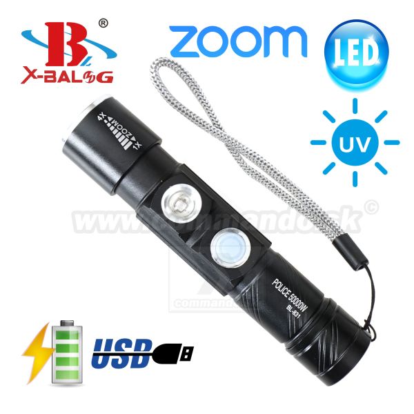 Bailong X-BAL BL-831 Mini USB UV LED svietidlo Zoom Flashlite