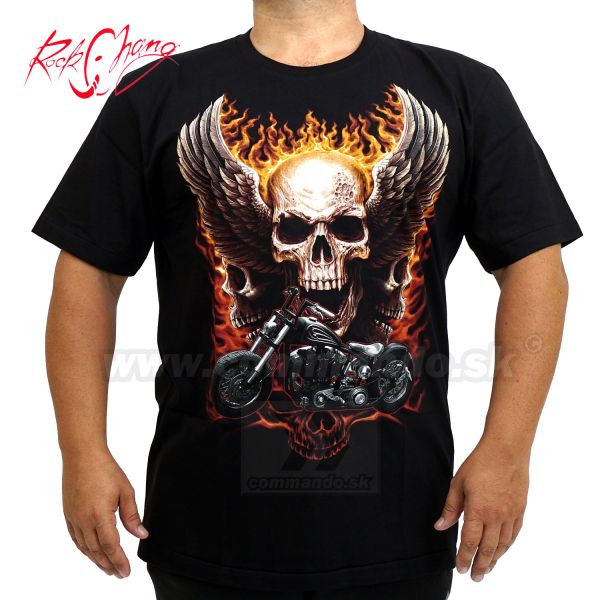 Tričko Skull Motorcycles Wings Rock Chang 4418 T-Shirt