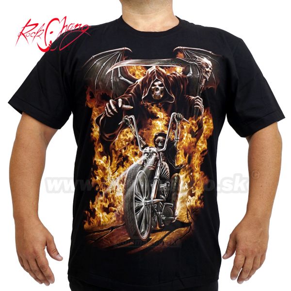 Tričko Skull in the Flame Motorcycles Rock Chang 4443 T-Shirt
