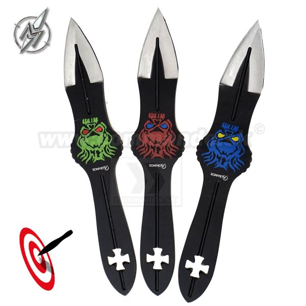 Vrhacie nože 3 kusy Black Skulls Thrower 32256