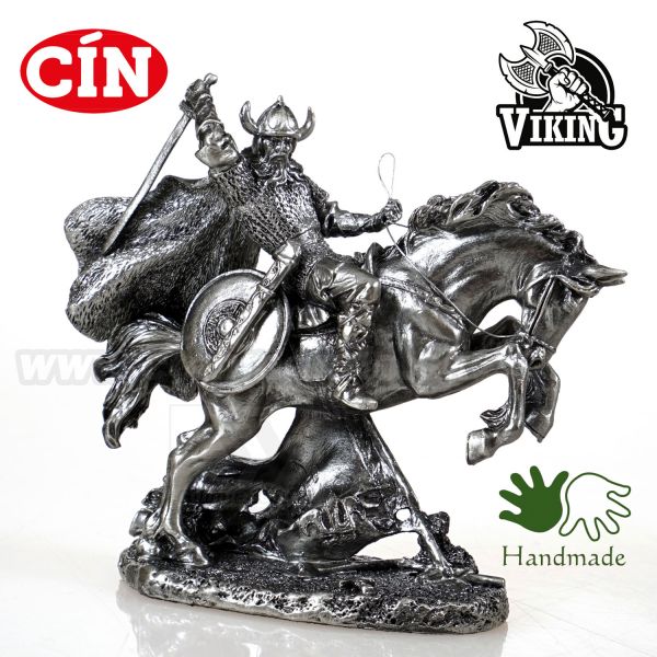 Viking na koni cínový 9cm cínová soška 708-9035