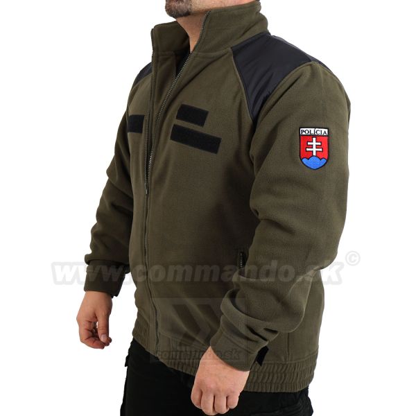 Polícia Hi-Q Flisová bunda olivovo zelená s nášivkami