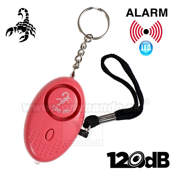 Scorpion Personal Mini Alarm Osobný alarm 120 dB 2v1 PINK