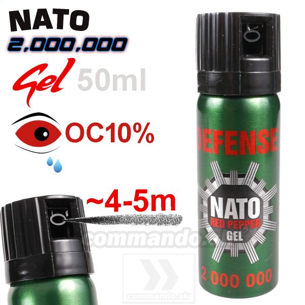 Gélový slzný sprej NATO Defense Red Pepper Gel Kaser 50ml, green