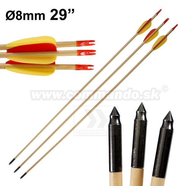 Šíp drevený 29" ostrý hrot pre luk Ø8mm 1ks Wood Arrow