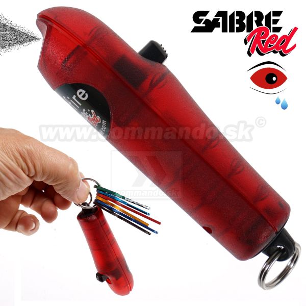 Obranný slzný sprej SPITFIRE červená kľúčenka Sabre Red