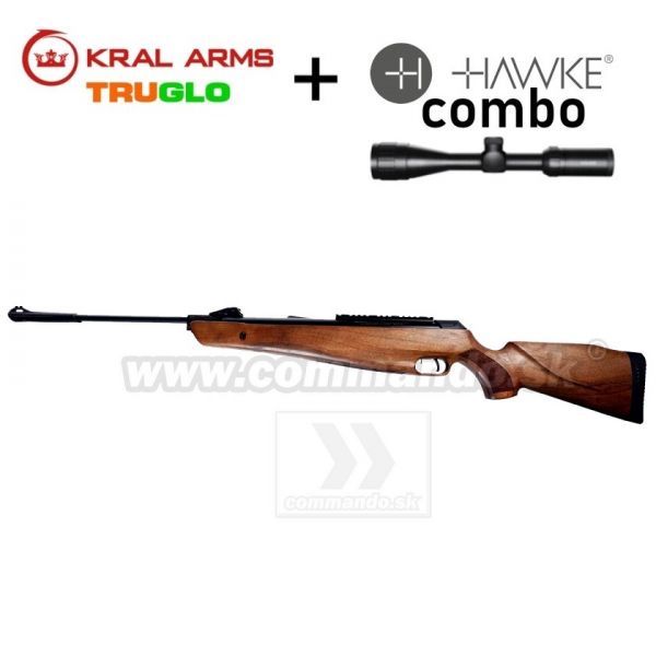 Vzduchovka KRAL ARMS N-07 Walnut Wood 4,5mm COMBO Hawke Vantage 3-9x40 AO