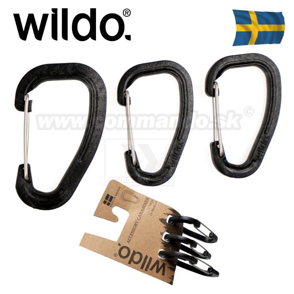 WILDO® Karabínky 3x set čierne Carabiner Accessory