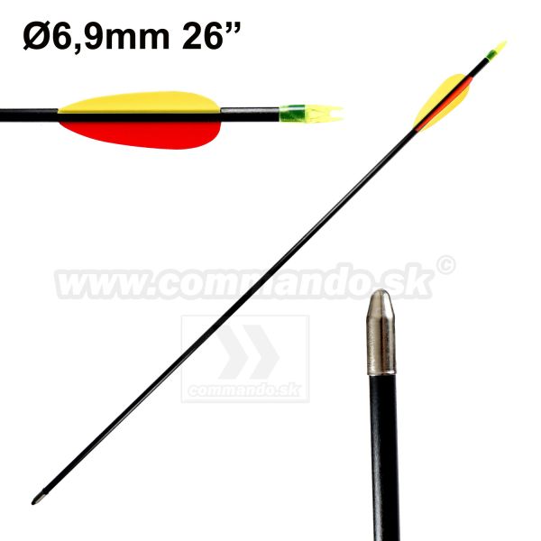 Šíp sklolaminát 26" kovový hrot pre luk Ø7mm 1ks Fiberglass Arrow