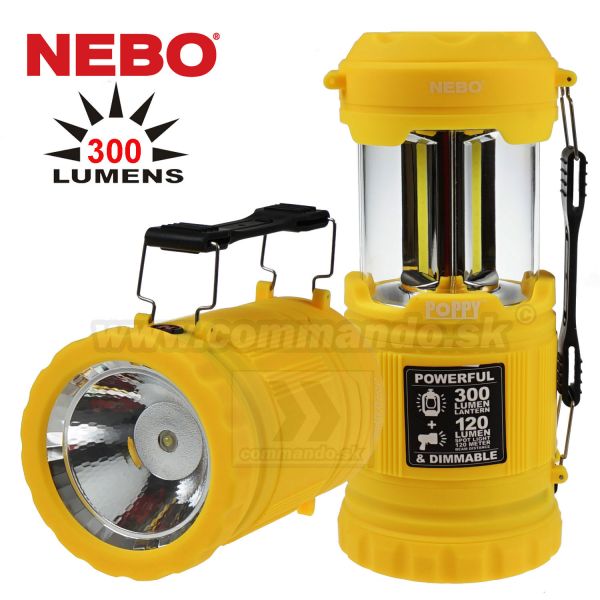Ručná LED kemping baterka NEBO POPPY 300Lumen žltá
