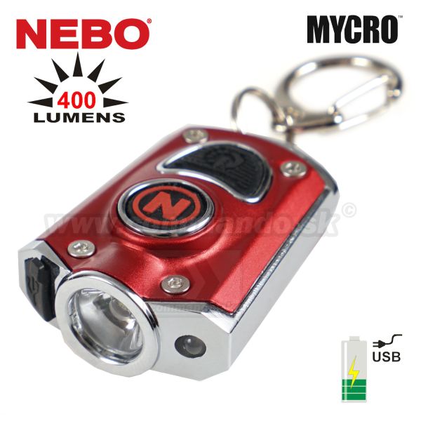 Baterka NEBO MYCRO 400Lumen na prívesku RED