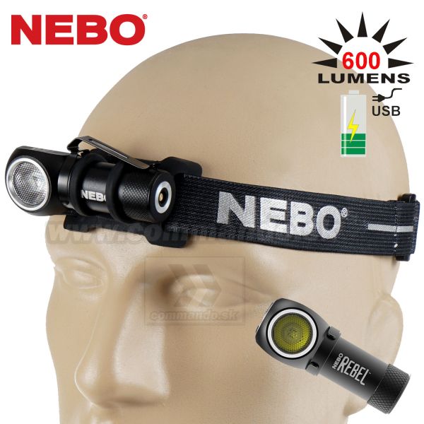 Čelovka a Baterka NEBO REBEL 600 Lumen Headlamp