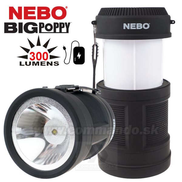 Ručné LED kempingové svietidlo NEBO BIG POPPY 300Lumen