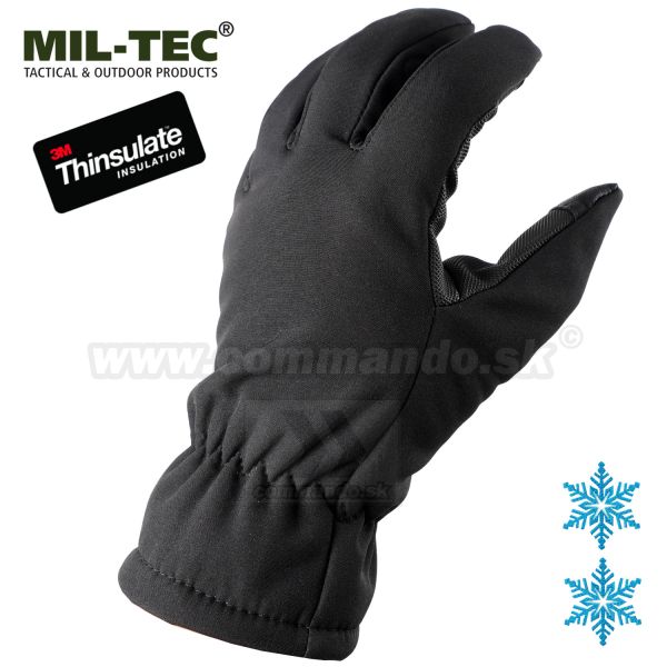 Zateplené rukavice 3M Softshell Thinsulate™ s flisovou podšívkou čierne MilTec®