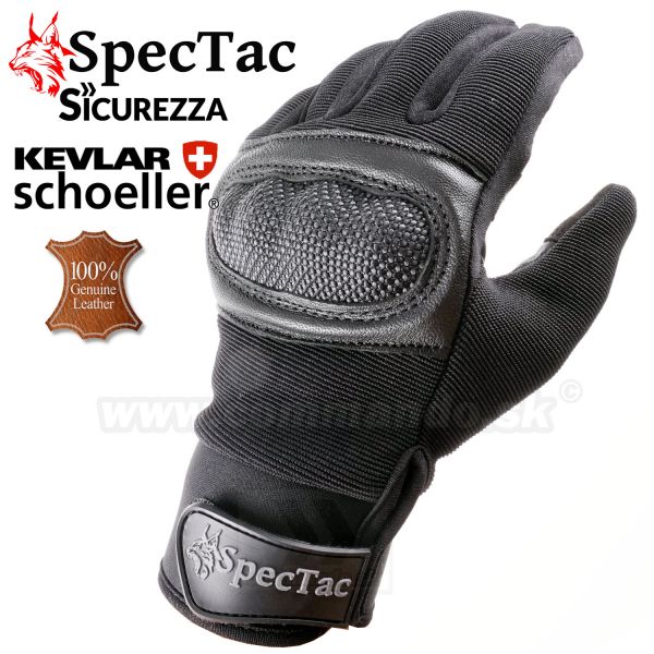 SpecTac SICUREZZA Black taktické rukavice s pravou kožou