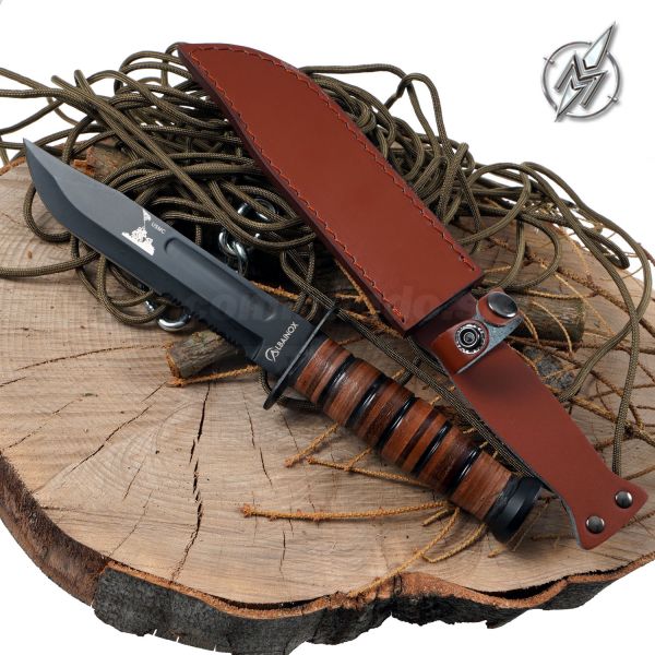 Pevný nôž Albainox Tactical USCM s koženým púzdrom 31762