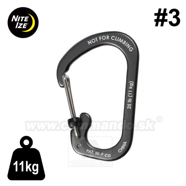 Karabínka SlideLock® 11kg #3 Aluminum Nite Ize® Carabiner Charcoal