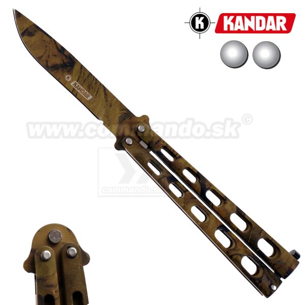 Motýlik Balisong N94 XL maskáčový zatvárací nôž Kandar®