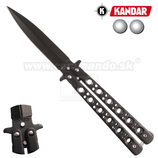 Motýlik Balisong N77 ML čierny zatvárací nôž Kandar®