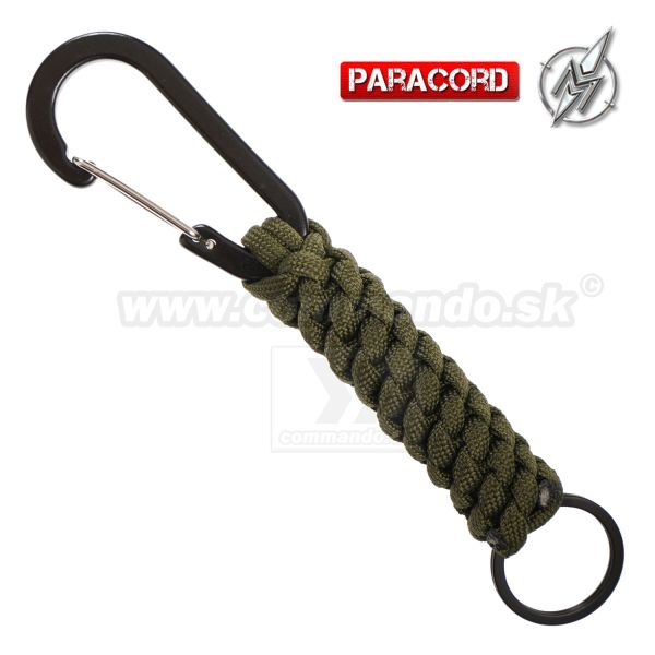 Carabiner Paracord zelený prívesok s krúžkom Barbaric®