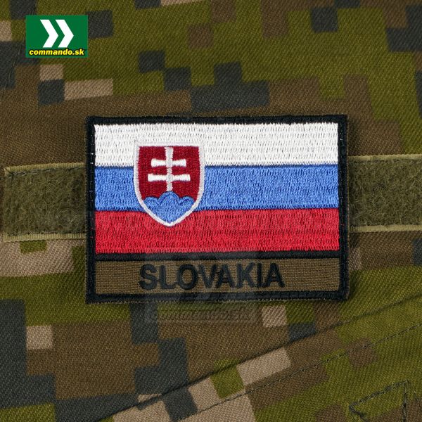 Nášivka SK vlajka s nápisom Slovakia 5x7cm bez suchého zipsu