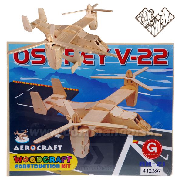 Drevené puzzle lietadla OSPREY V-22 Woodcraft Construction