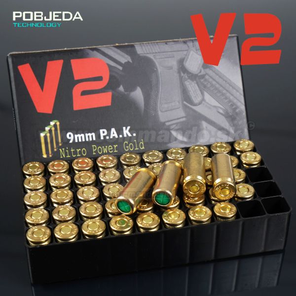 Poplašný náboj V2 Blank Cartidges P.A.K. 50ks 9mm Pobjeda