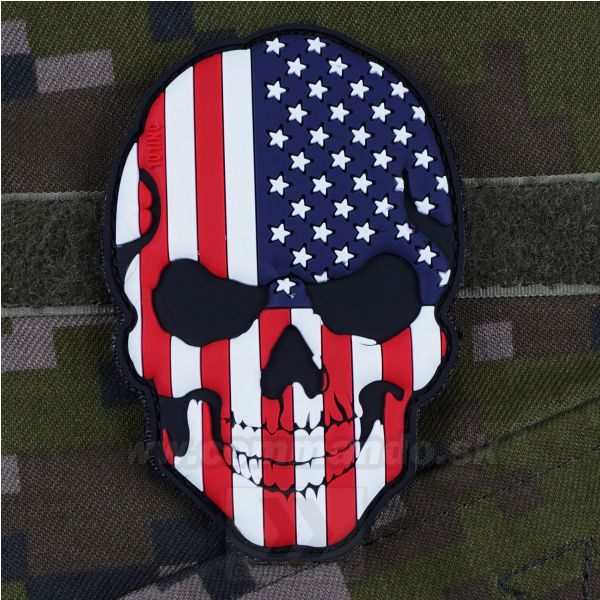 3D nášivka PVC USA skull