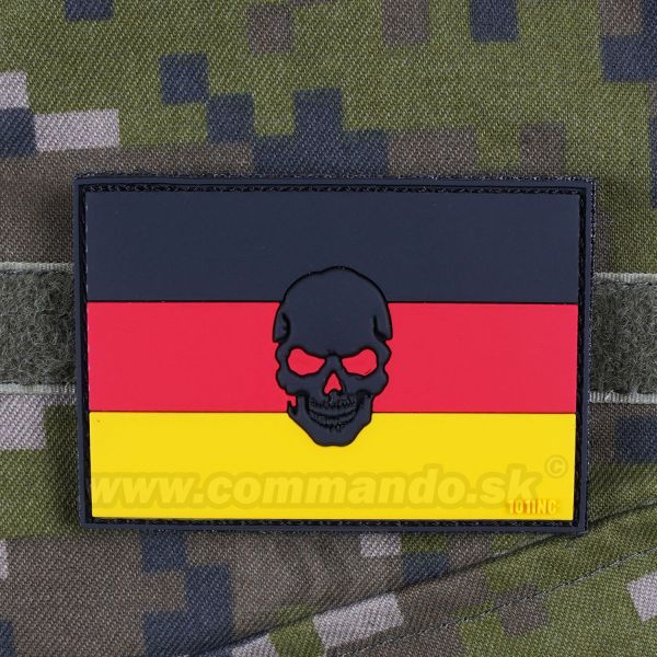 3D nášivka PVC Nemecká vlajka s lebkou 17009