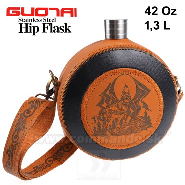 Likérka fľaša WOLF 1,3 Litra Hip Flask YX-42OZ Guotai