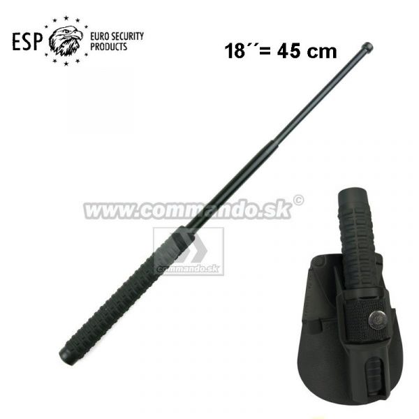 Teleskopický obušok ESP kalený 18" čierny Extra Grip Black  + púzdro BH-24