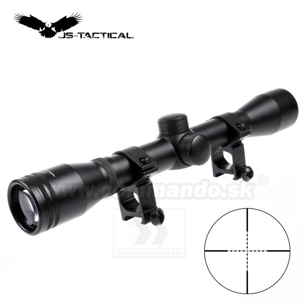 Puškohľad JS Tactical 4x32 Scope Mil Dot + krúžky 21/22mm