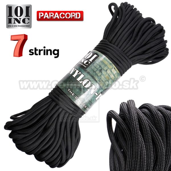 Lano čierne Black Paracord 30m 7 vlákien 101 INC.