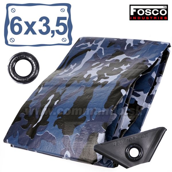 Krycia plachta 6x3,5m modrá maskovacia viacúčelová Sky Blue Camo