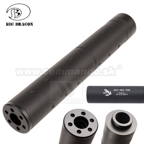 Airsoftový tlmič Silencer 20cm 14mm CCW Big Dragon NAVY SEAL TEAM LOGO