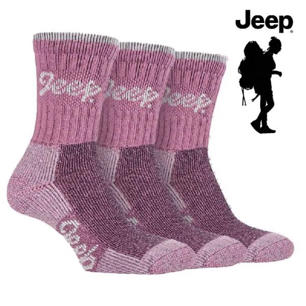 Jeep Terrain dámske turistické ponožky  3 páry, ružovosivé