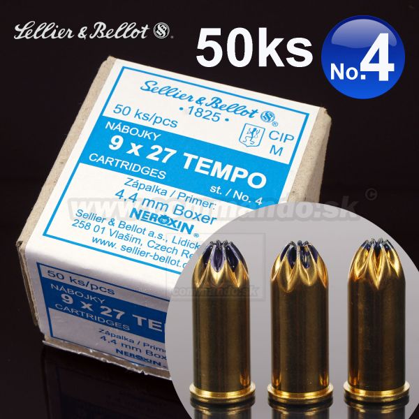 S&B Sellier Bellot 9x27 Tempo No.4 modrý Jatočný náboj 50ks