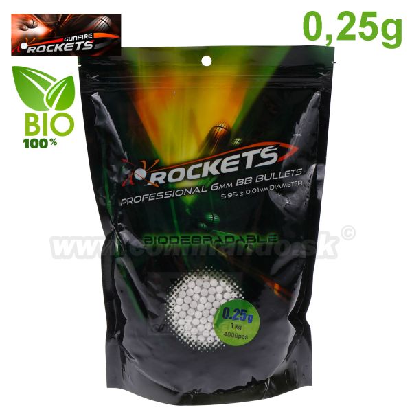 Rockets BIO BBs guličky 0,25g 1kg biele 6mm Professional