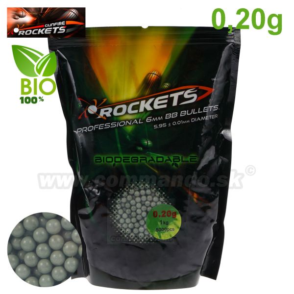 Rockets BIO BBs guličky 0,20g 1kg zelené 6mm Professional