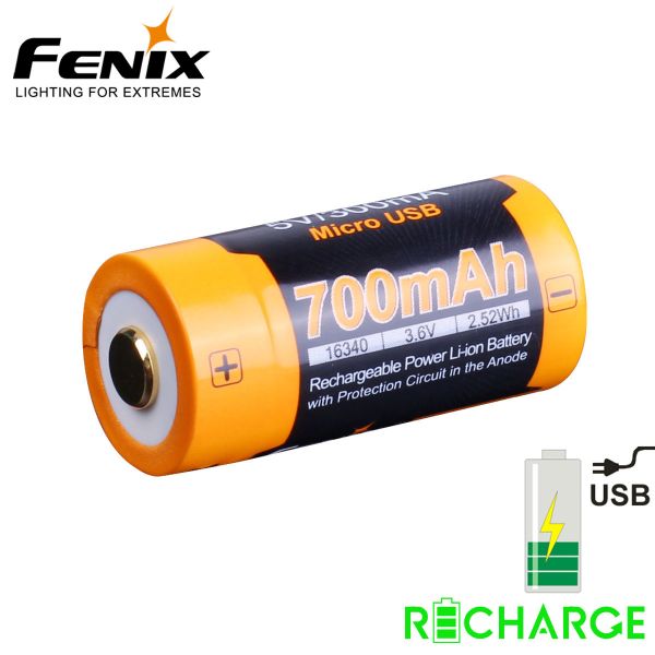 Dobíjacia USB Li-ion batéria FENIX RCR123A, 16340