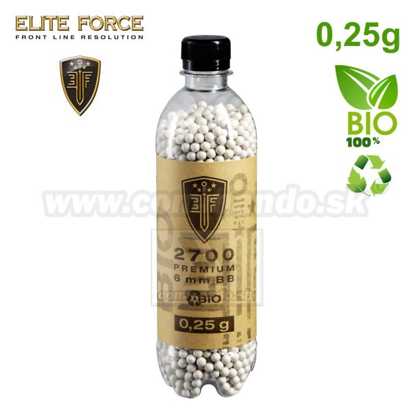 Airsoftové BIO EliteForce Premium BB guličky 0,25g 2700ks biele 6mm