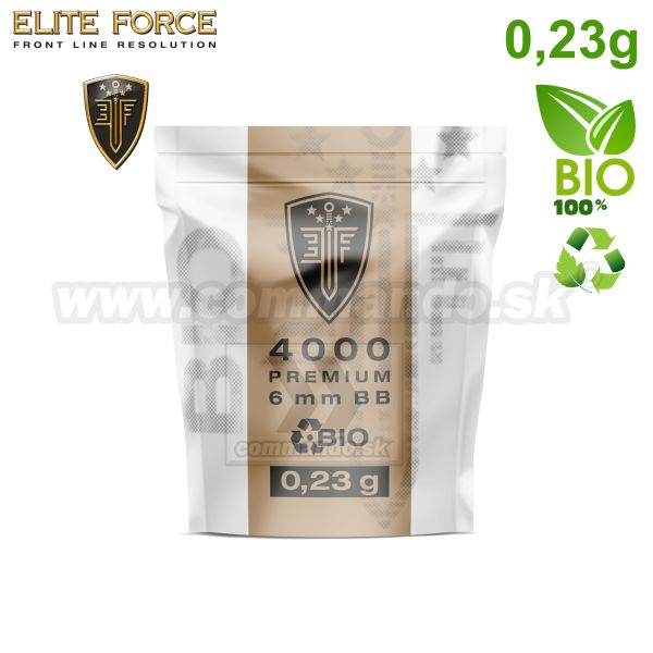 Airsoftové BIO EliteForce Premium BB guličky 0,23g 4000ks biele 6mm