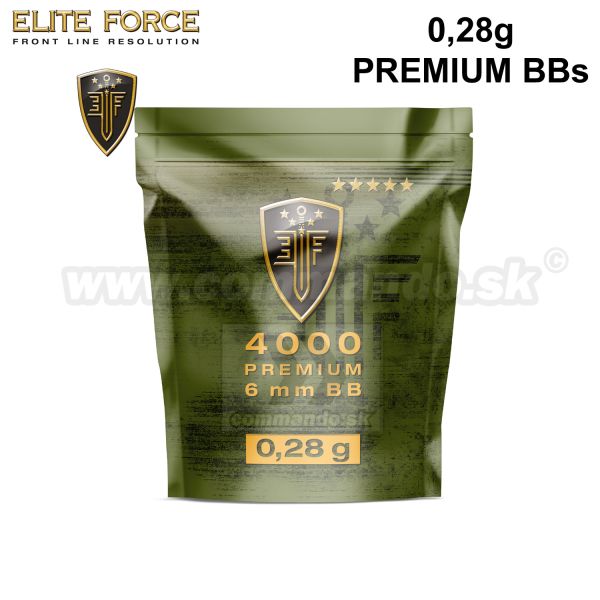 Airsoftové EliteForce Premium BB guličky 0,28g 4000ks biele 6mm