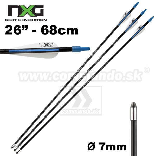 Sklolaminátové šípy NXG 26"do luku čierne spin 700,  Fiberglass arrows