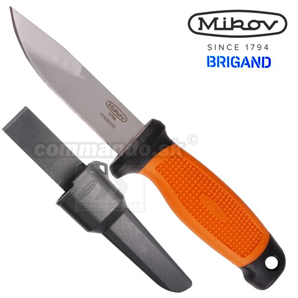 Mikov BRIGAND oranžový s pevnou čepeľou 393-NH-10