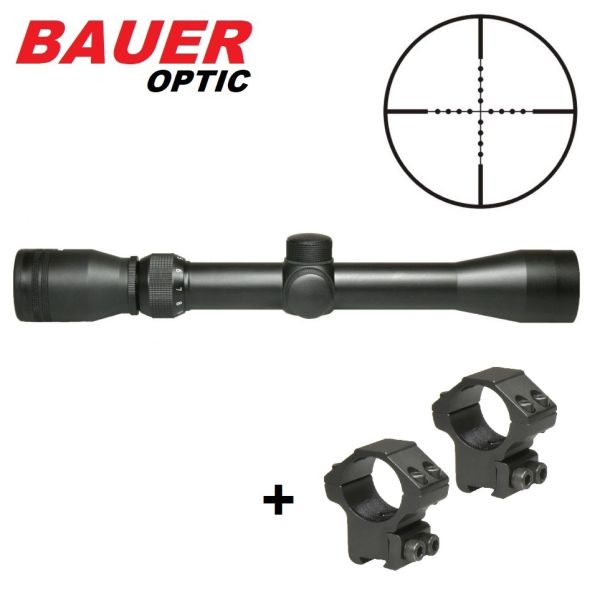 Puškohľad HJB 3-9x40 Mil-Dot + montáž pre 11mm rybinu BAUER OPTIC